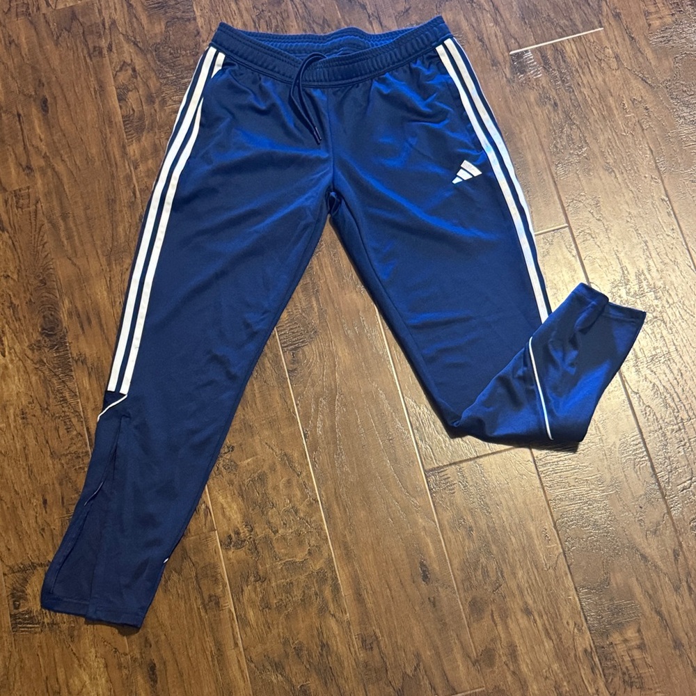 Adidas Kids Navy Joggers with White Stripes